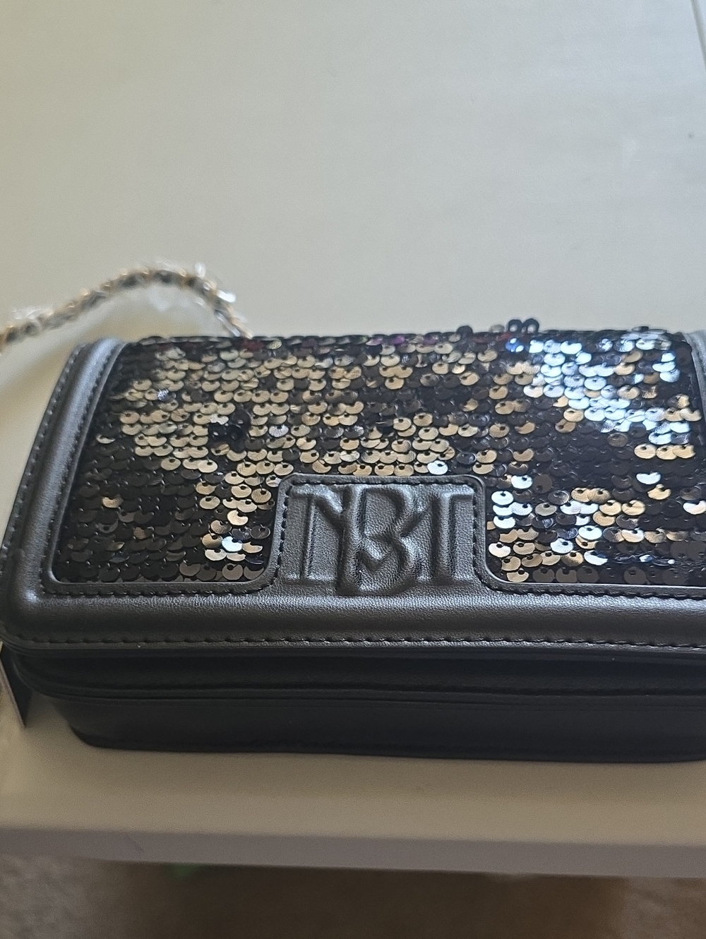 Badgley Mischka Black Sequin Crossbody Chain Bag BM-4174